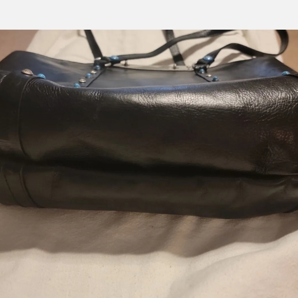 PATRICIA NASH BENVENUTO Black Large Tote With Turquoise And Crystal Details - Picture 10 of 10
